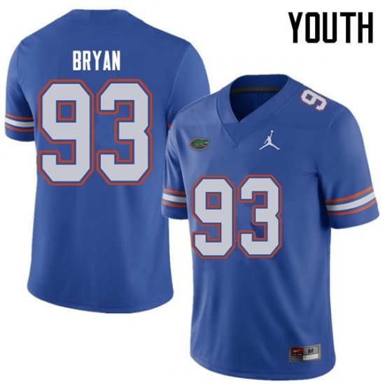 Youth Florida Gators #93 Taven Bryan NCAA Jordan Brand Royal Authentic Stitched College Football Jersey GRX3462YW